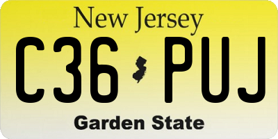 NJ license plate C36PUJ
