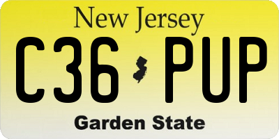 NJ license plate C36PUP