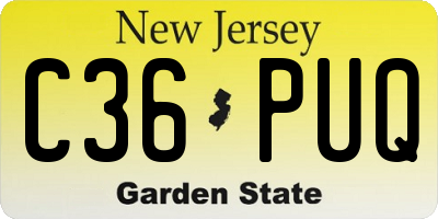 NJ license plate C36PUQ