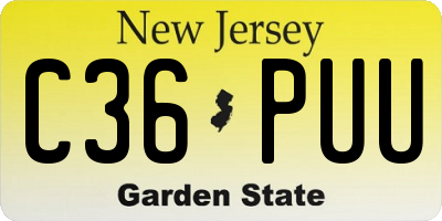 NJ license plate C36PUU
