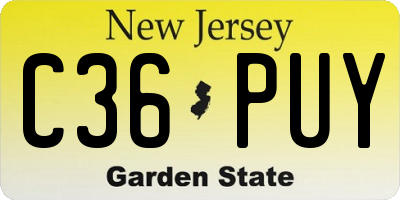 NJ license plate C36PUY