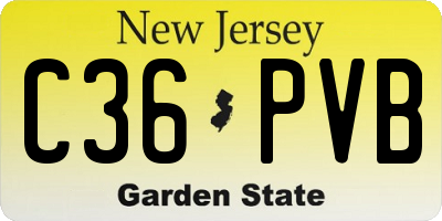 NJ license plate C36PVB