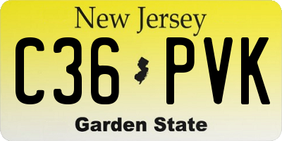 NJ license plate C36PVK
