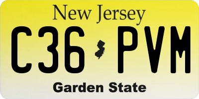 NJ license plate C36PVM