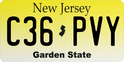 NJ license plate C36PVY