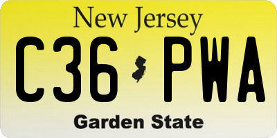 NJ license plate C36PWA