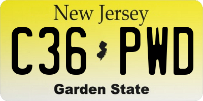 NJ license plate C36PWD