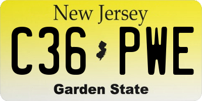 NJ license plate C36PWE