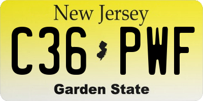 NJ license plate C36PWF