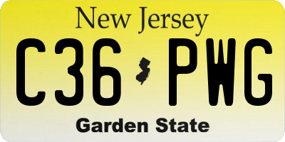 NJ license plate C36PWG