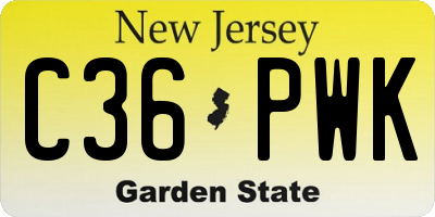 NJ license plate C36PWK