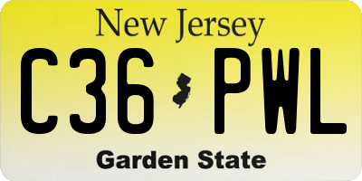NJ license plate C36PWL