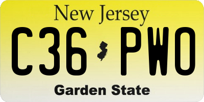 NJ license plate C36PWO