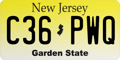 NJ license plate C36PWQ