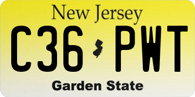 NJ license plate C36PWT