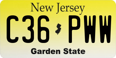 NJ license plate C36PWW
