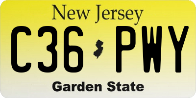 NJ license plate C36PWY