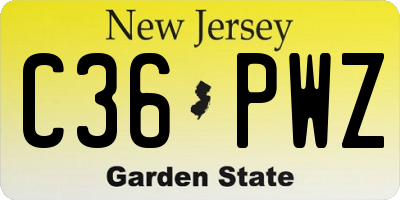 NJ license plate C36PWZ