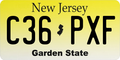 NJ license plate C36PXF