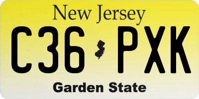NJ license plate C36PXK