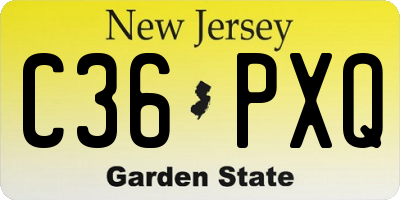 NJ license plate C36PXQ