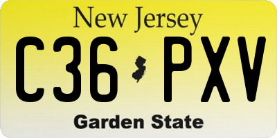 NJ license plate C36PXV