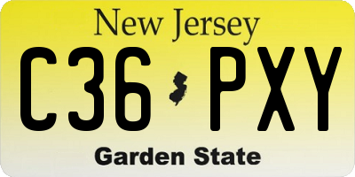 NJ license plate C36PXY