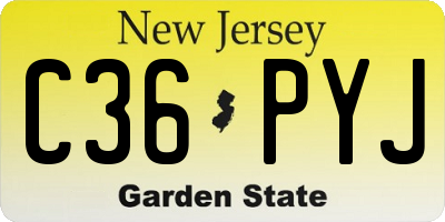 NJ license plate C36PYJ