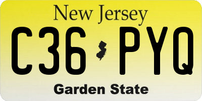 NJ license plate C36PYQ