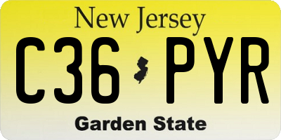 NJ license plate C36PYR
