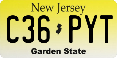 NJ license plate C36PYT