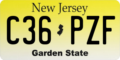NJ license plate C36PZF
