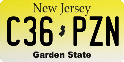 NJ license plate C36PZN
