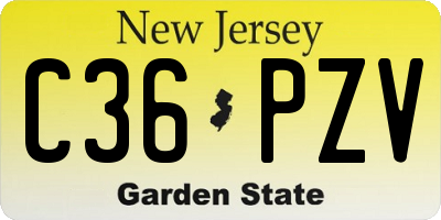 NJ license plate C36PZV