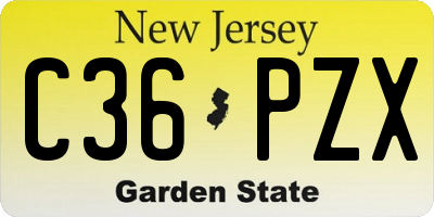 NJ license plate C36PZX