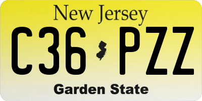 NJ license plate C36PZZ