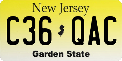NJ license plate C36QAC