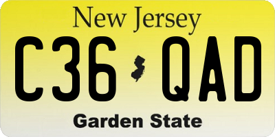 NJ license plate C36QAD