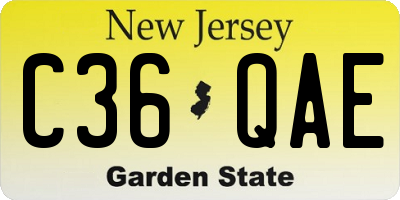 NJ license plate C36QAE