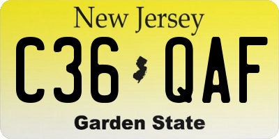 NJ license plate C36QAF