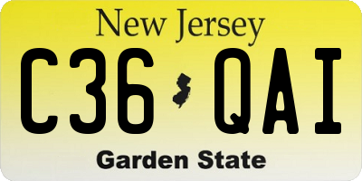 NJ license plate C36QAI