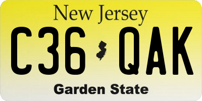 NJ license plate C36QAK