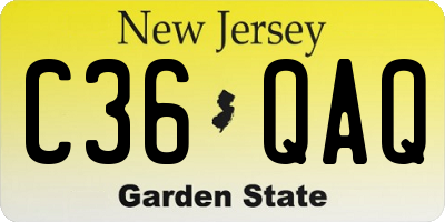 NJ license plate C36QAQ