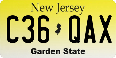 NJ license plate C36QAX