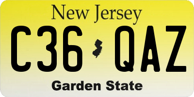 NJ license plate C36QAZ