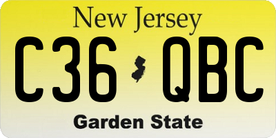 NJ license plate C36QBC