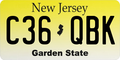 NJ license plate C36QBK