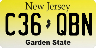 NJ license plate C36QBN