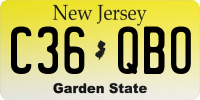 NJ license plate C36QBO