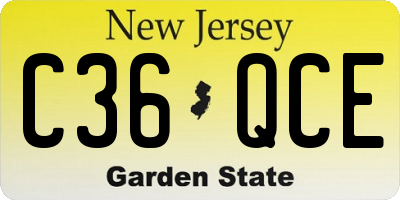 NJ license plate C36QCE